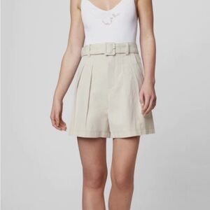 Blank NYC High Waist Cream Belted Shorts